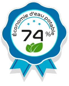 Badge : 74 % d'économie d'eau potable